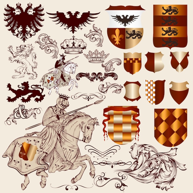 Vector heraldic elements collection