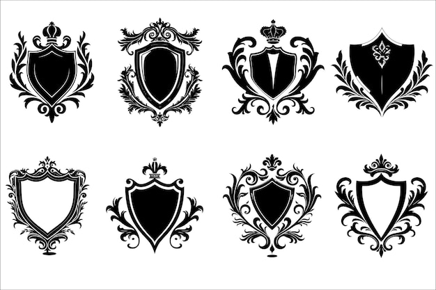 Vector heraldic shield vintage shield silhouette