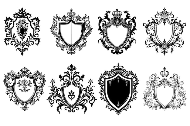 Vector heraldic shield vintage shield silhouette