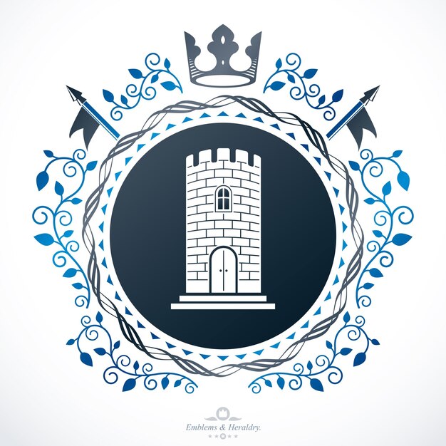 Heraldic signs vector vintage elements.