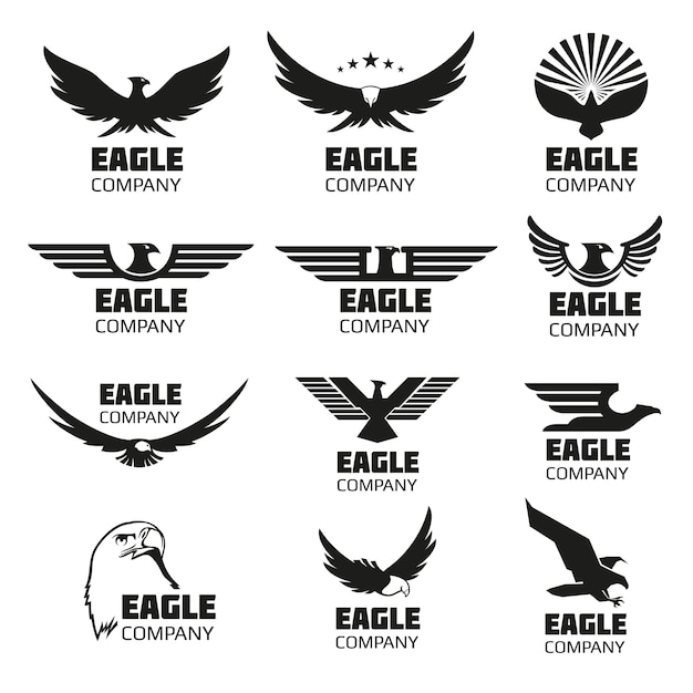 Vector heraldic symbols with eagle silhouettes