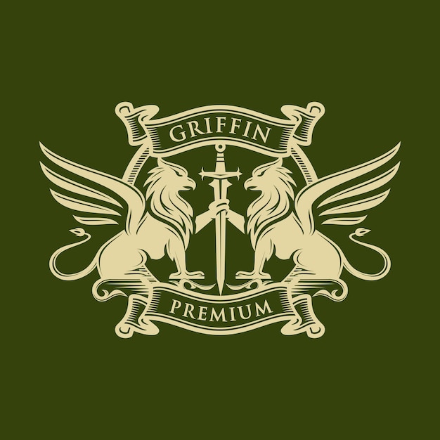 Heraldiek Griffin-logo-ontwerp