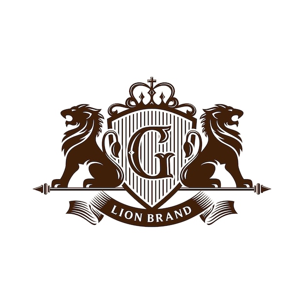 Heraldiek leeuw merk logo ontwerp