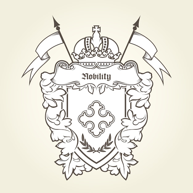 Heraldisch embleem - koninklijk wapenschild met keizerlijke symbolen, schild en kroon