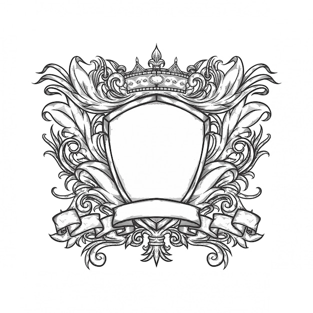 Heraldisch ornament met lintkroonschild