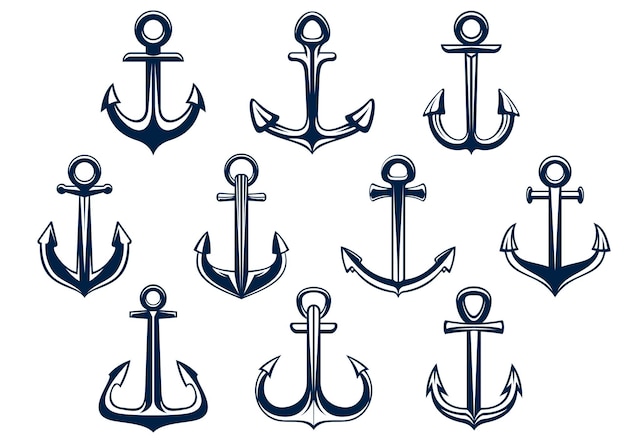 Vector heraldische set marineschepen ankers