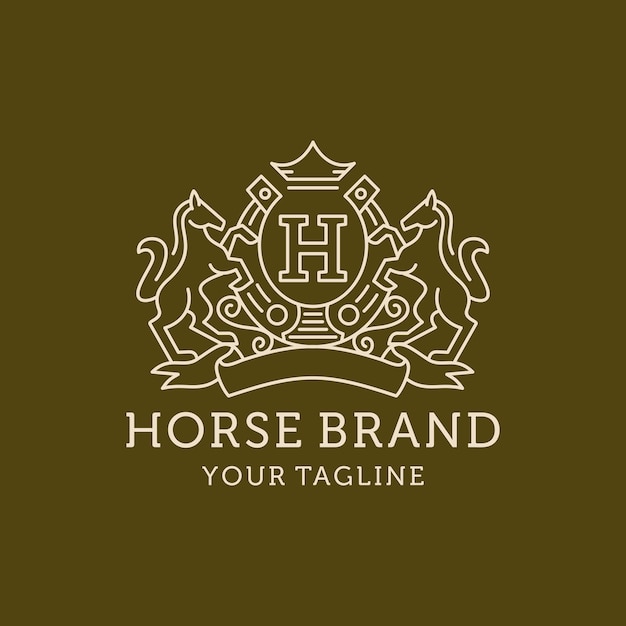 Heraldry Horse Brand Line Art Logo