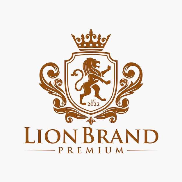 heraldry lion brand logo design vector template
