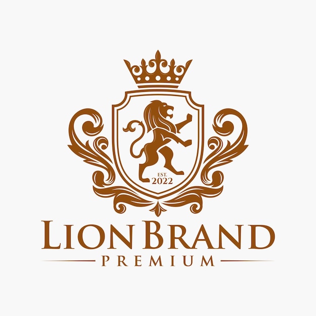 Vector heraldry lion brand logo design vector template