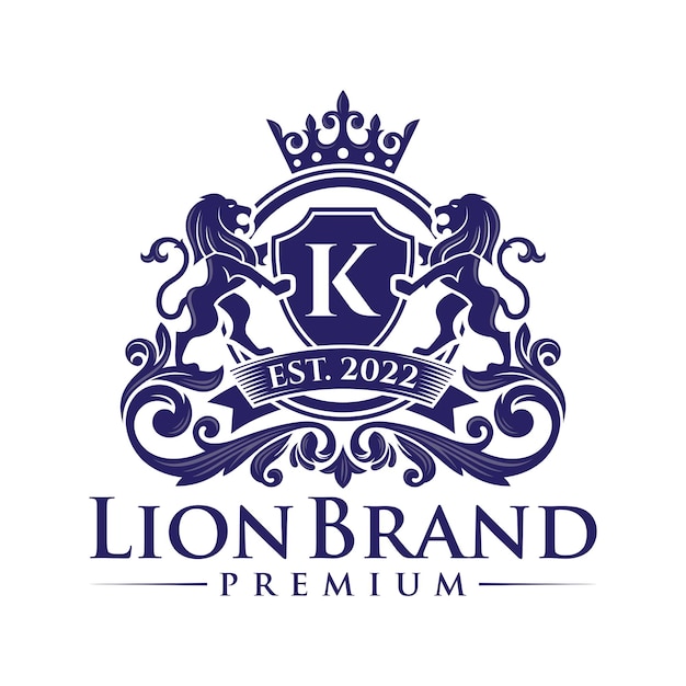 Heraldry lion brand logo design vector template