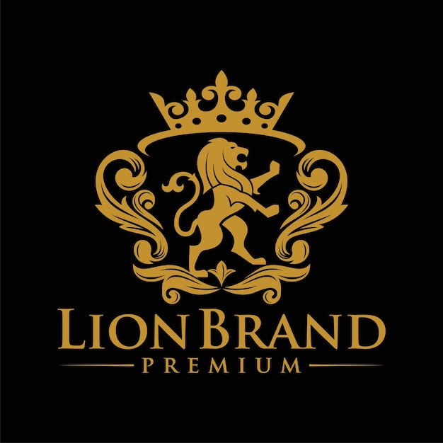 Heraldry lion brand logo design vector template