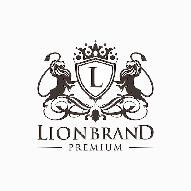 Premium Vector  Heraldry lion brand logo design