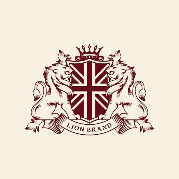 Heraldry lion brand logo design