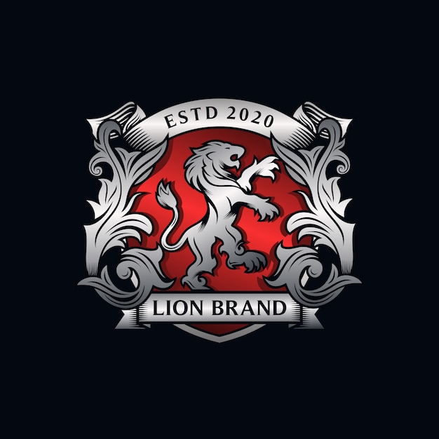 Heraldry lion brand logo design