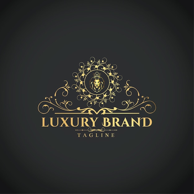 Heraldry lion luxury design template premium vector