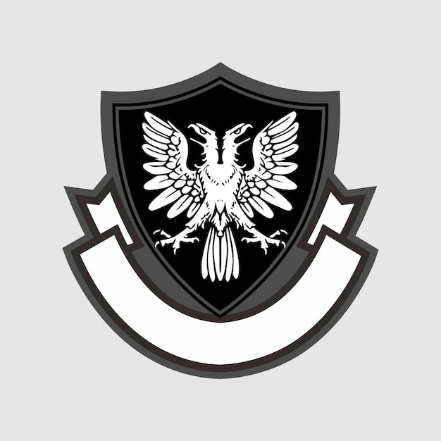 Vector heraldry shield eagle logo bird falcon or hawk badge emblem vector icon