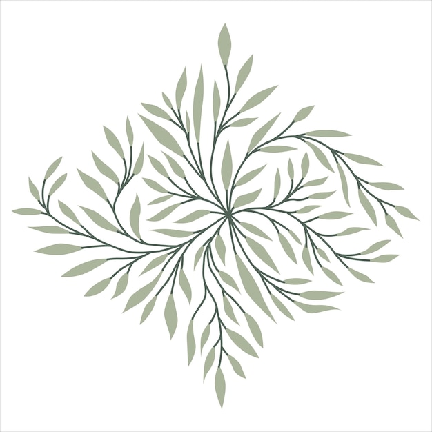 白い背景に分離されたハーブの咲く緑要素デザイン ベクトル図