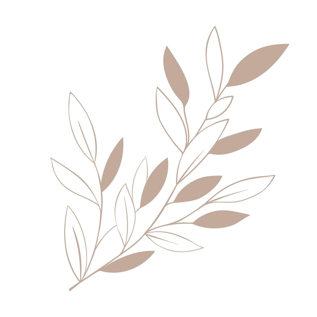 Herb sprig of forest plant line art simple icon plant blade of grass