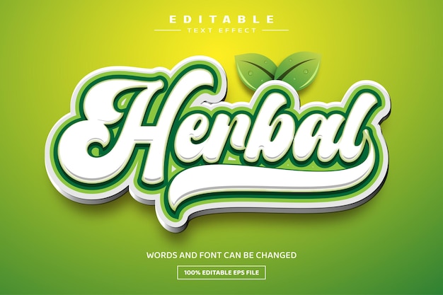 Herbal 3D editable text effect template