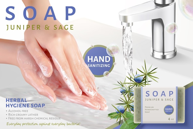 Herbal bar soap ad template