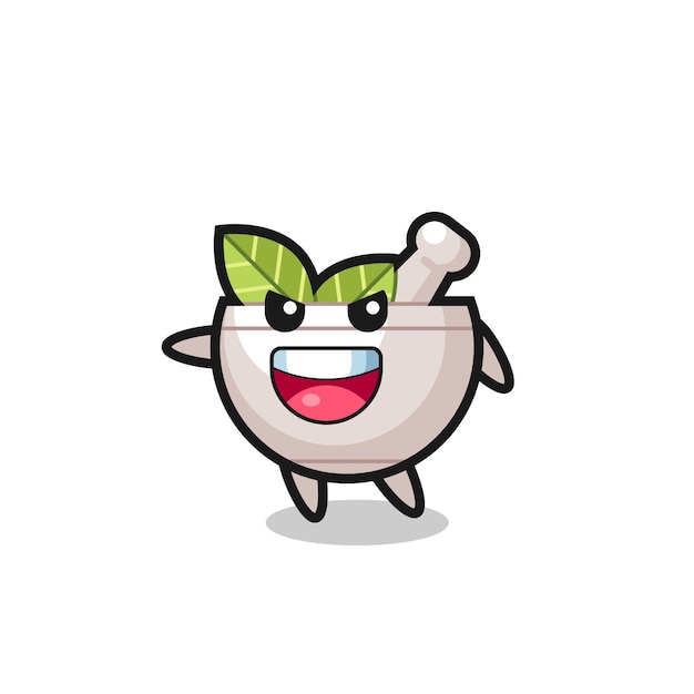 Herbal bowl cartoon with very excited pose , cute style design for t shirt, sticker, logo element