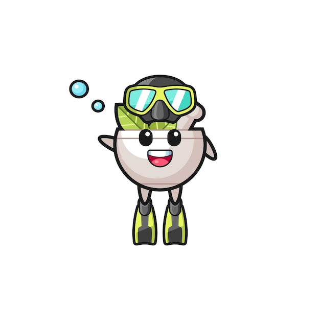 The herbal bowl diver cartoon character  cute design