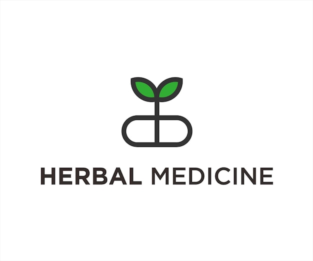 herbal capsule logo design vector illustration