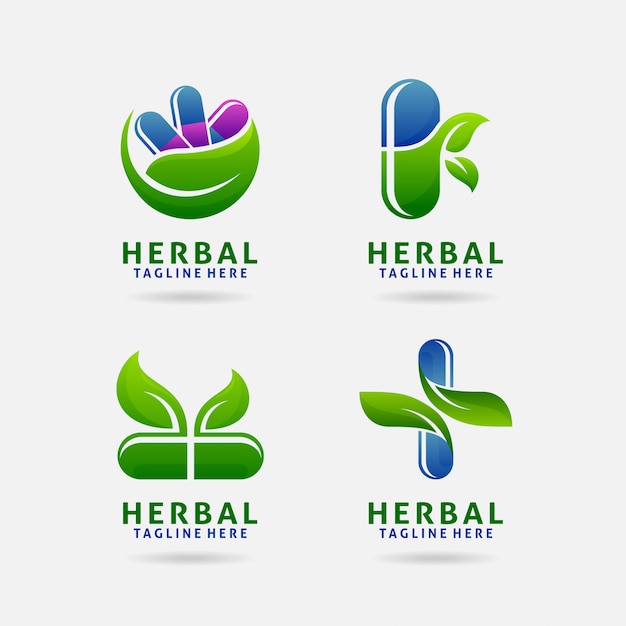 Vector herbal capsule logo