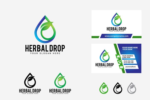 herbal drop logo design template