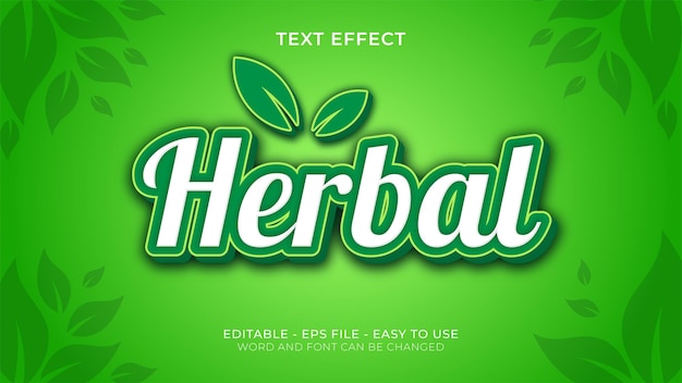 Vector herbal editable text effect in green color