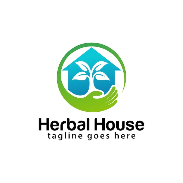 Vector herbal house logo design template