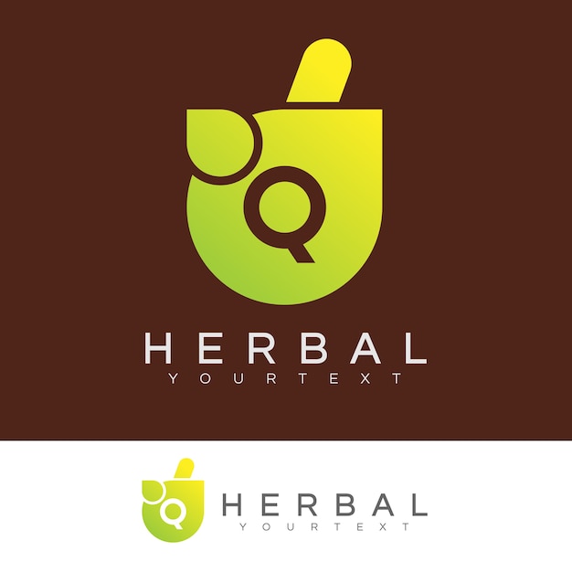 herbal initial Letter Q Logo design