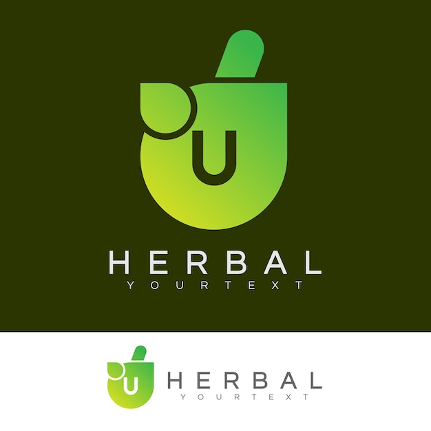 herbal initial Letter U Logo design