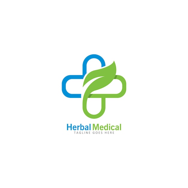 Herbal medical logo vector icon illustration