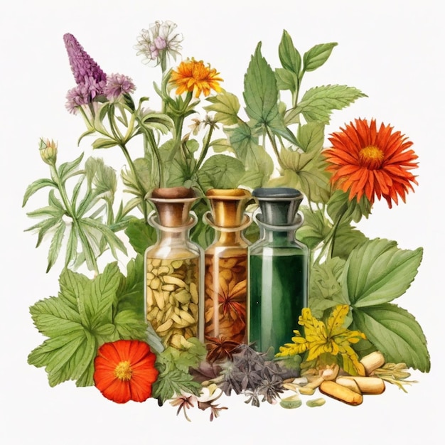 Vector herbal medicine botanical clipart