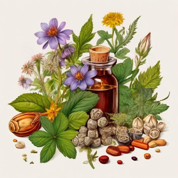 Vector herbal medicine botanical clipart