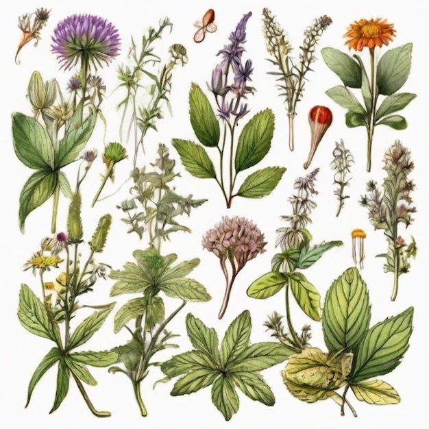 Vector herbal medicine botanical clipart