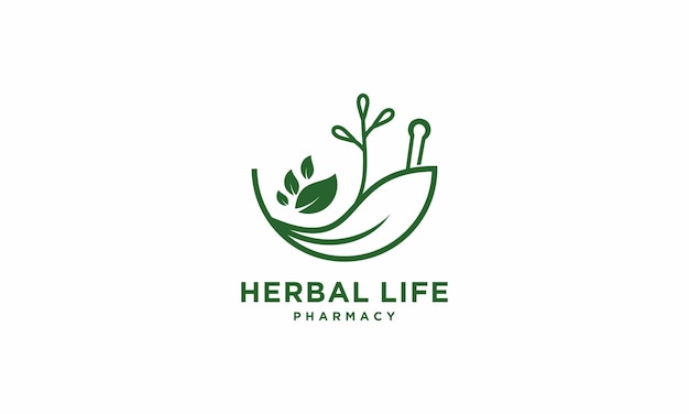 HERBAL PHARMACY MORTAR LEAF VECTOR TEMPLATE