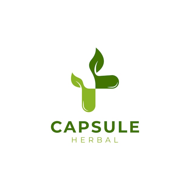 Herbal pill leaf medicine logo vector icon