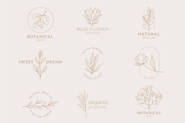 Herbal plant logo template pack