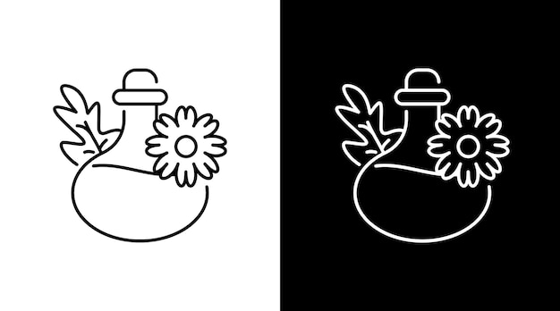 Herbal Potion Bottle Outline Icon Design Black and white