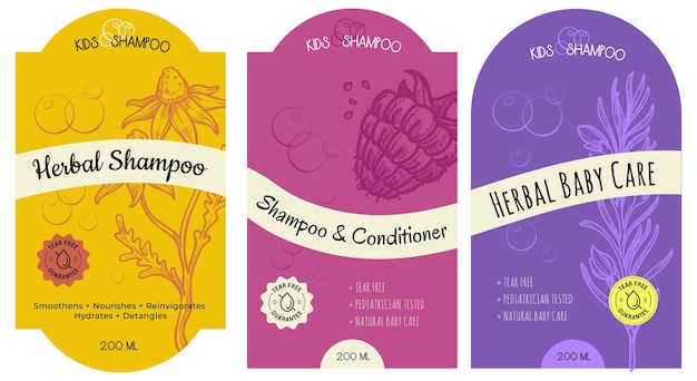 herbal shampoo and conditioner baby care labels