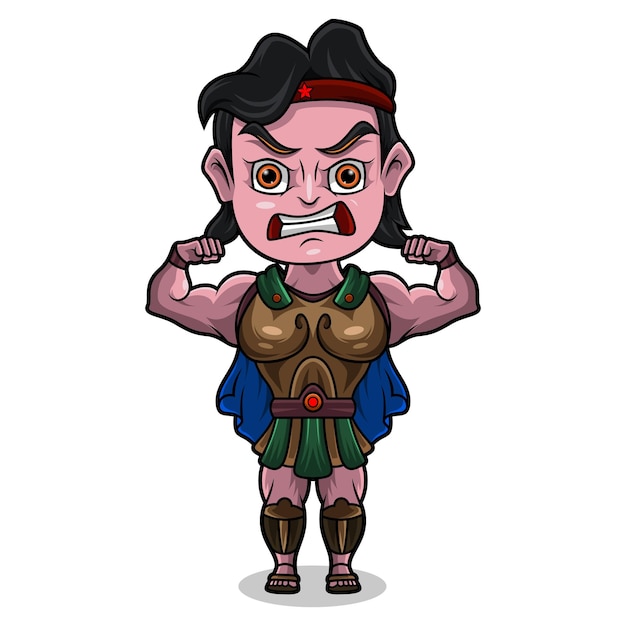 Vector hercules chibi mascotte logo ontwerp