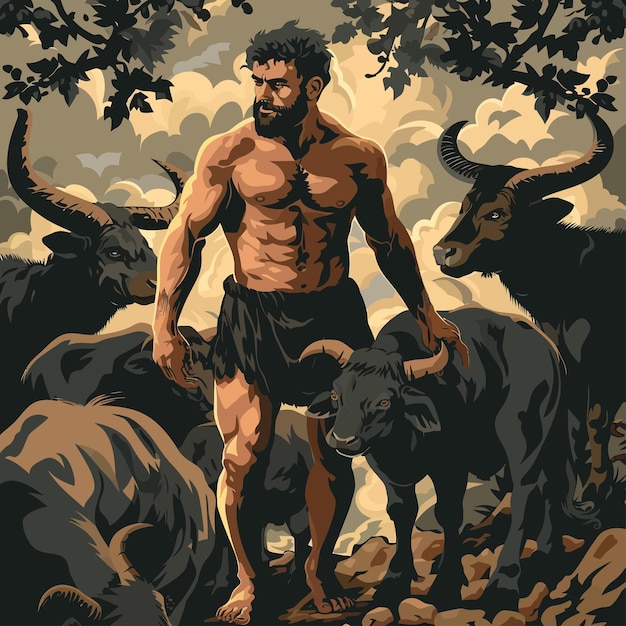 Hercules_heracles_mythology_twelve_labors_vector