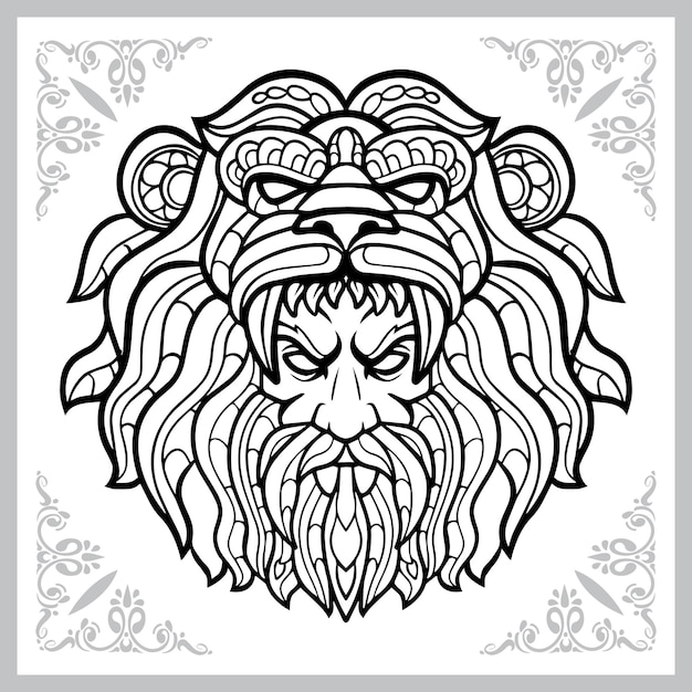 Hercules hoofd zentangle kunst geïsoleerd op witte achtergrond