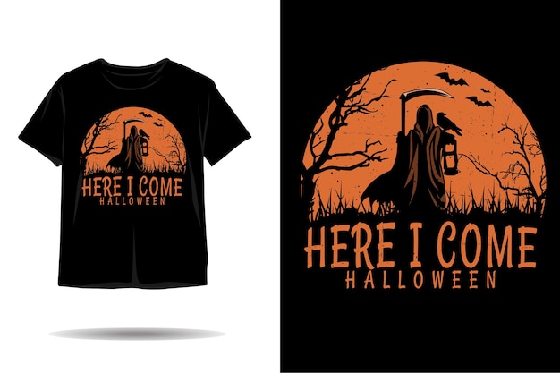 Here i come halloween silhouette tshirt design