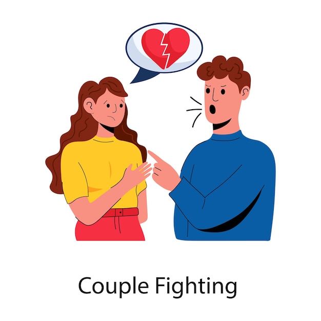 Here is a flat icon of couple fighting