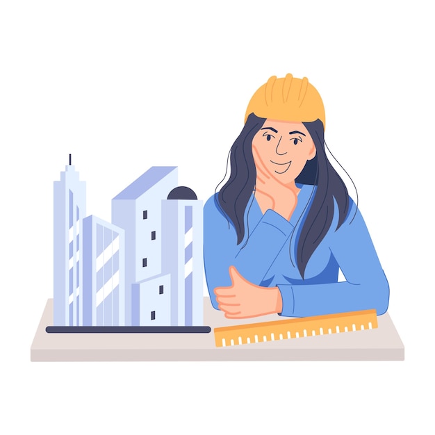 Vector here is a trendy flat illustration of a construction site