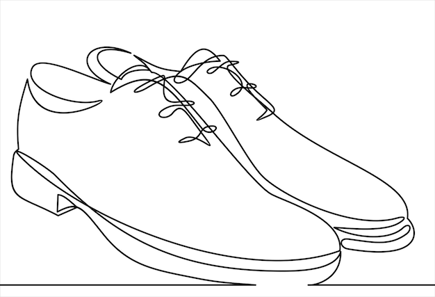 Herenschoenen lineaire pictogramcontinue lijntekening