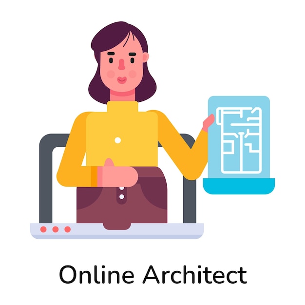 Вектор Вот плоская икона онлайн-архитектора